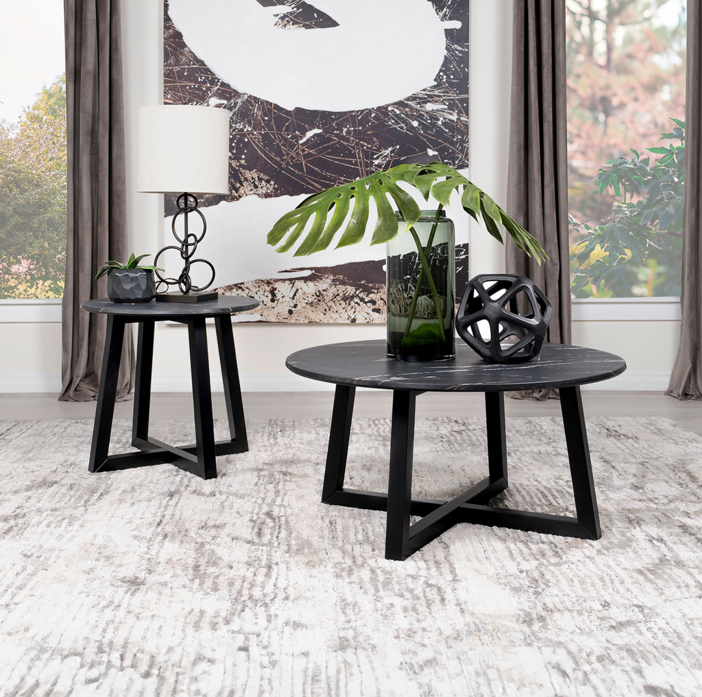 Skylark Round Occasional Collection, Black Finish