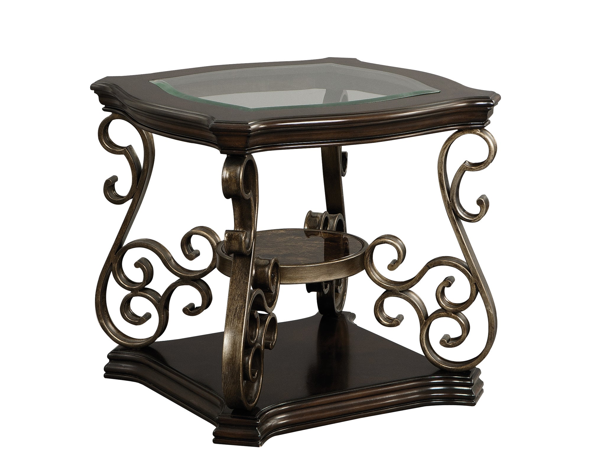 Seville End Table, Brown Finish