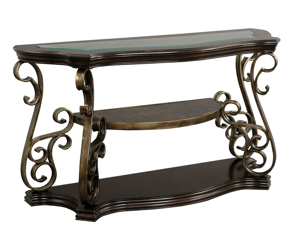 Seville End Table, Brown Finish