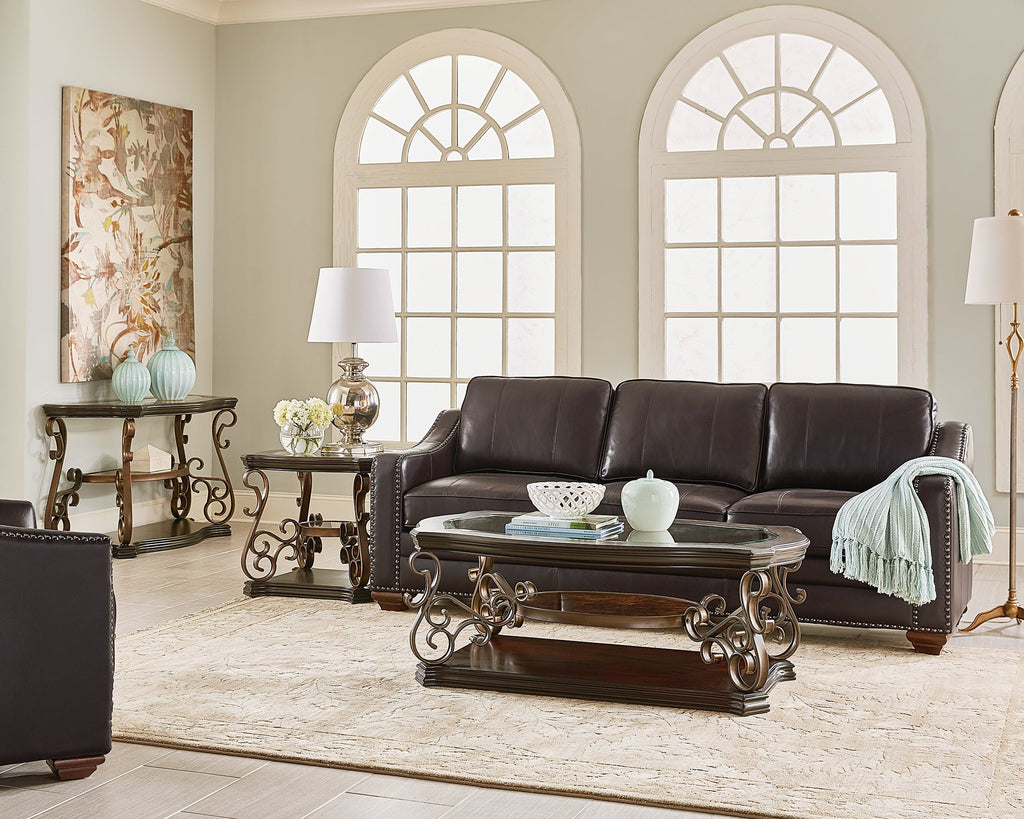 Seville End Table, Brown Finish