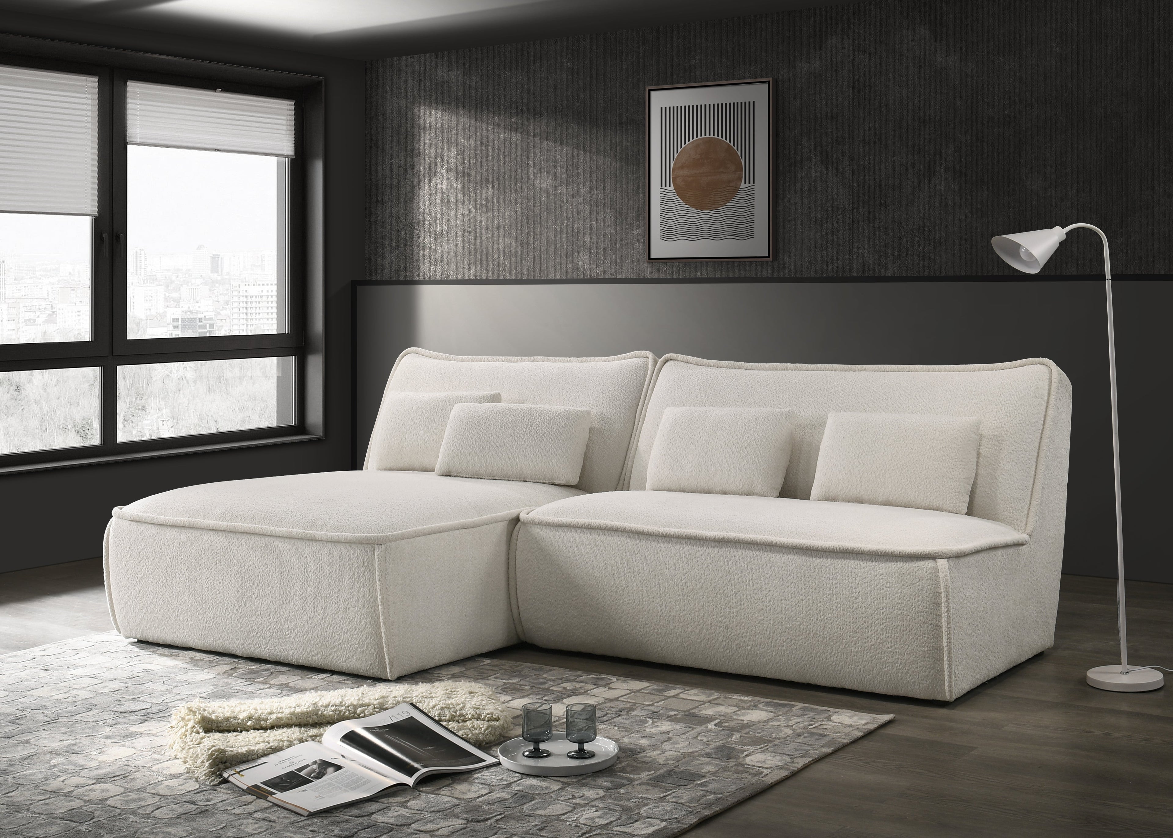 Stella Bouclé Sectional, 61" W