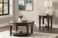 Tobias Round Occasional Collection, Brown Finish