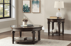 Tobias Round Occasional Collection, Brown Finish