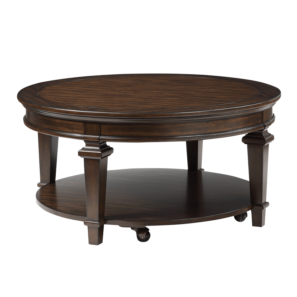 Tobias Round Occasional Collection, Brown Finish