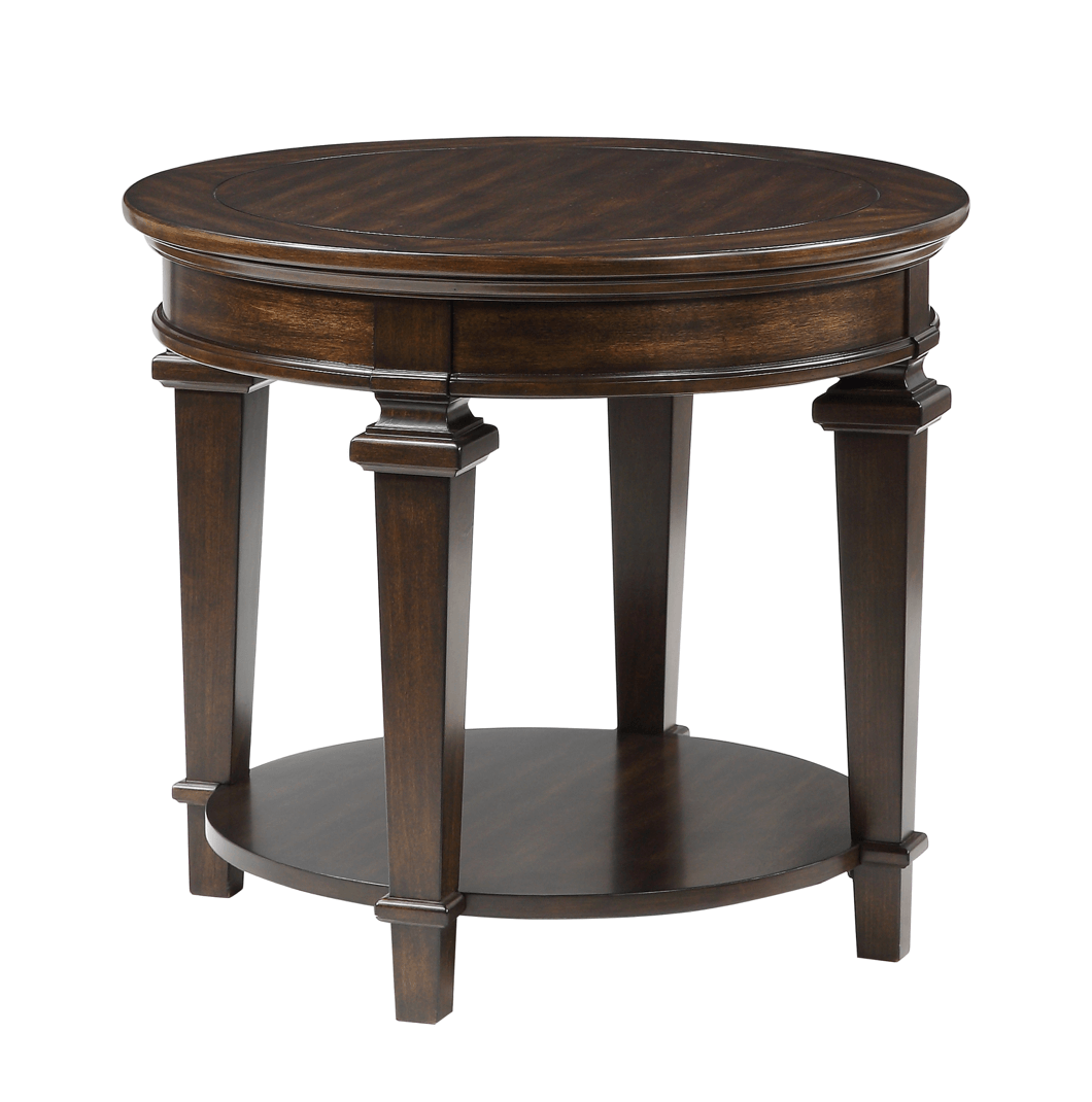 Tobias Round Occasional Collection, Brown Finish