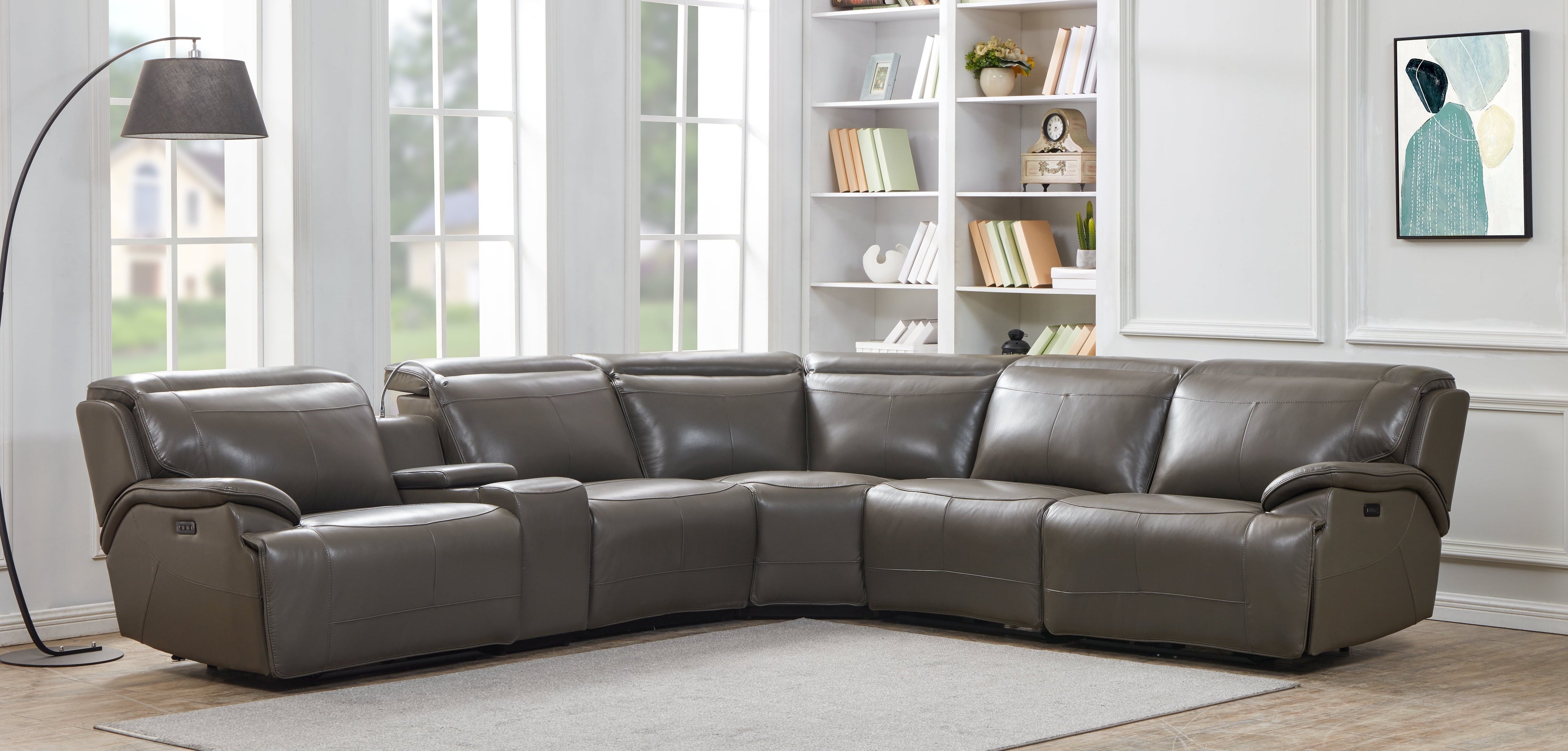 Miami Power Reclining Leather Sectional, 40" W