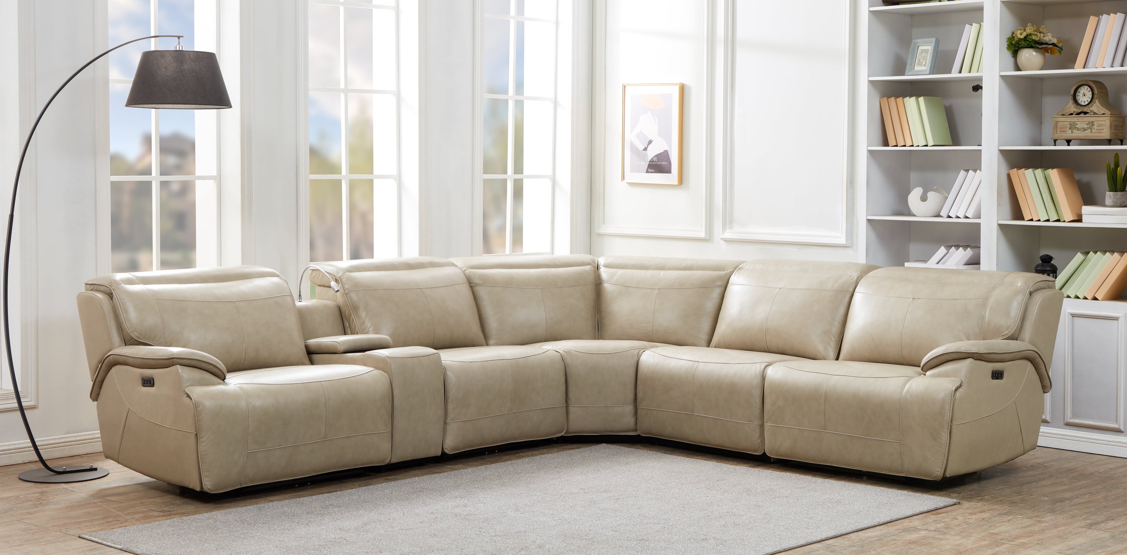 Miami Power Reclining Leather Sectional, 40" W
